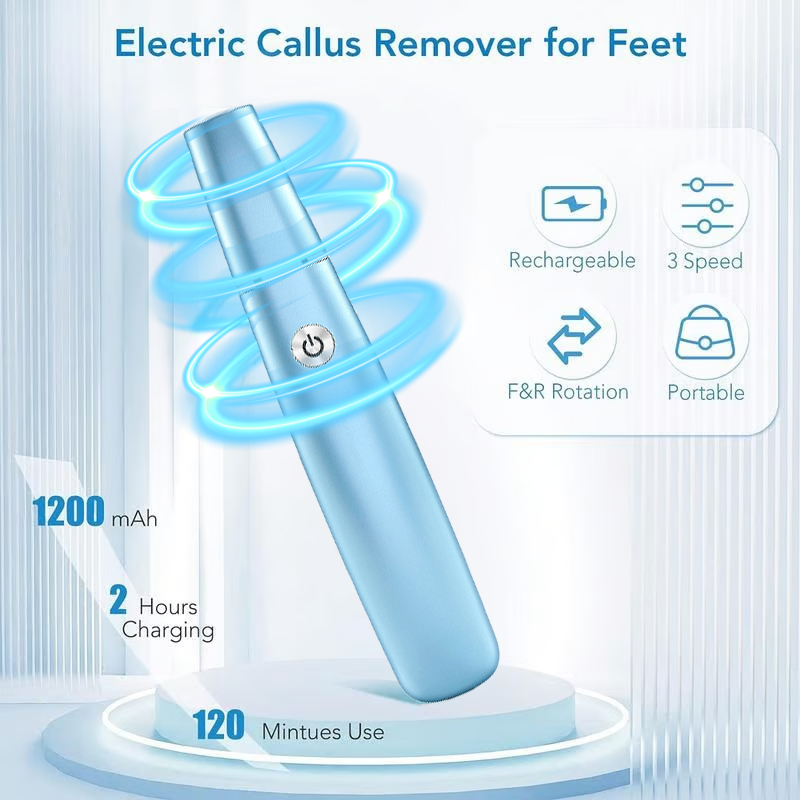 Electric Foot File and Callus Remover with Rechargeable Roller Head