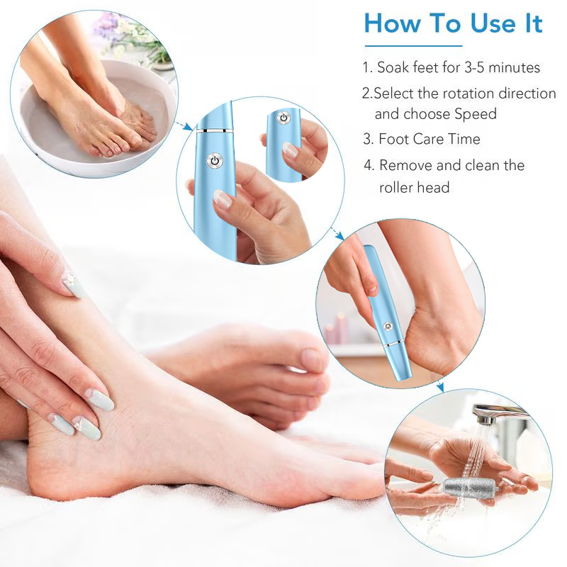 Electric Foot File and Callus Remover with Rechargeable Roller Head
