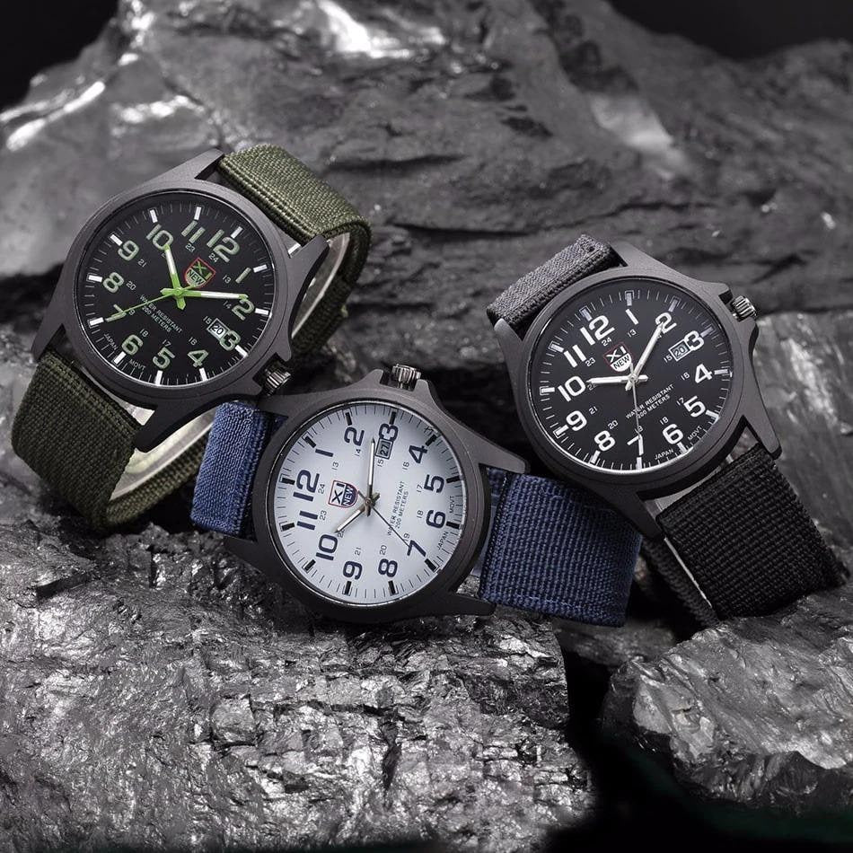 Men's Field Watch with Nylon Strap Luminous Hands Tactical Analog