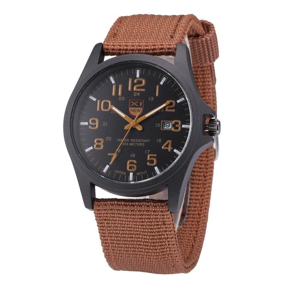 Men's Field Watch with Nylon Strap Luminous Hands Tactical Analog