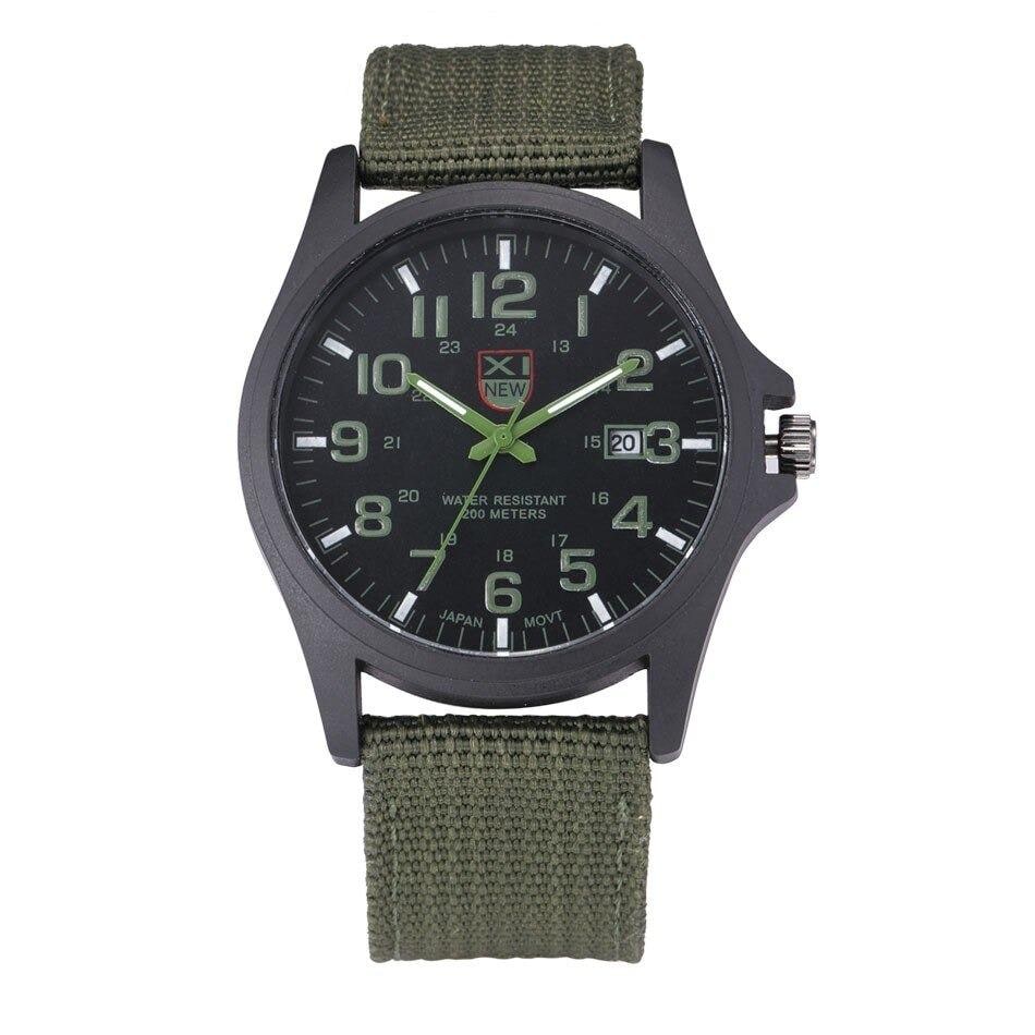 Men's Field Watch with Nylon Strap Luminous Hands Tactical Analog