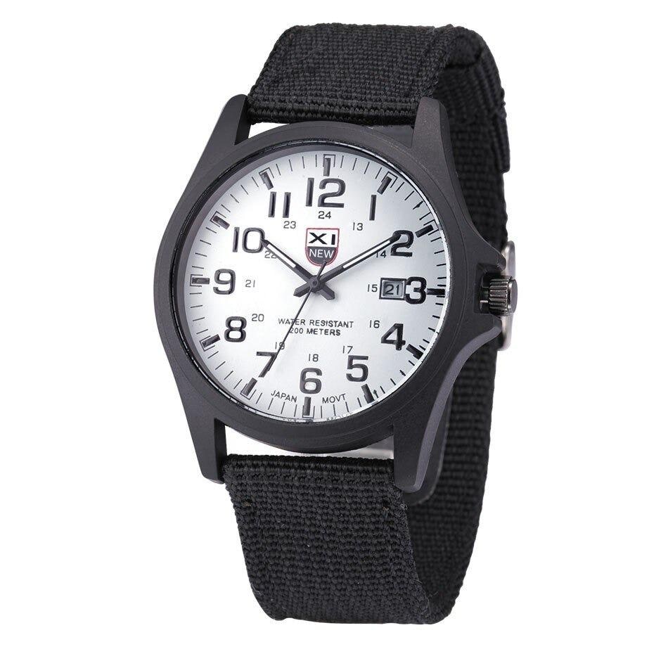 Men's Field Watch with Nylon Strap Luminous Hands Tactical Analog