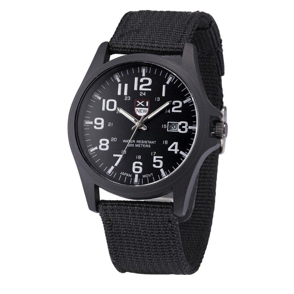 Men's Field Watch with Nylon Strap Luminous Hands Tactical Analog