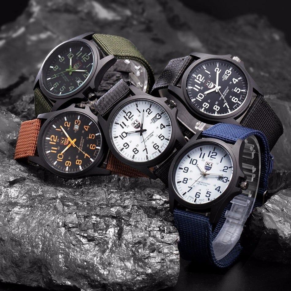 Men's Field Watch with Nylon Strap Luminous Hands Tactical Analog