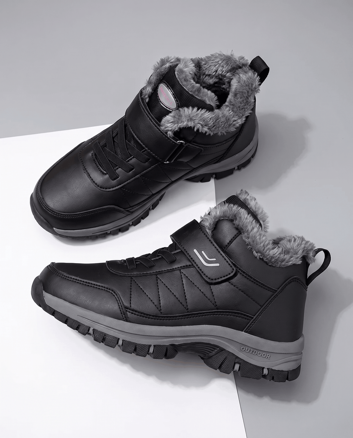 Fleece-Lined Ankle Boots for Men – Hook-and-Loop Strap & Lug Outsole | Vittorio