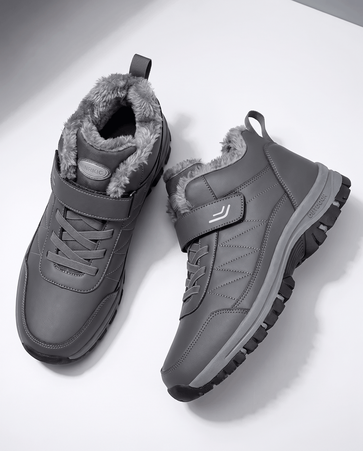 Fleece-Lined Ankle Boots for Men – Hook-and-Loop Strap & Lug Outsole | Vittorio