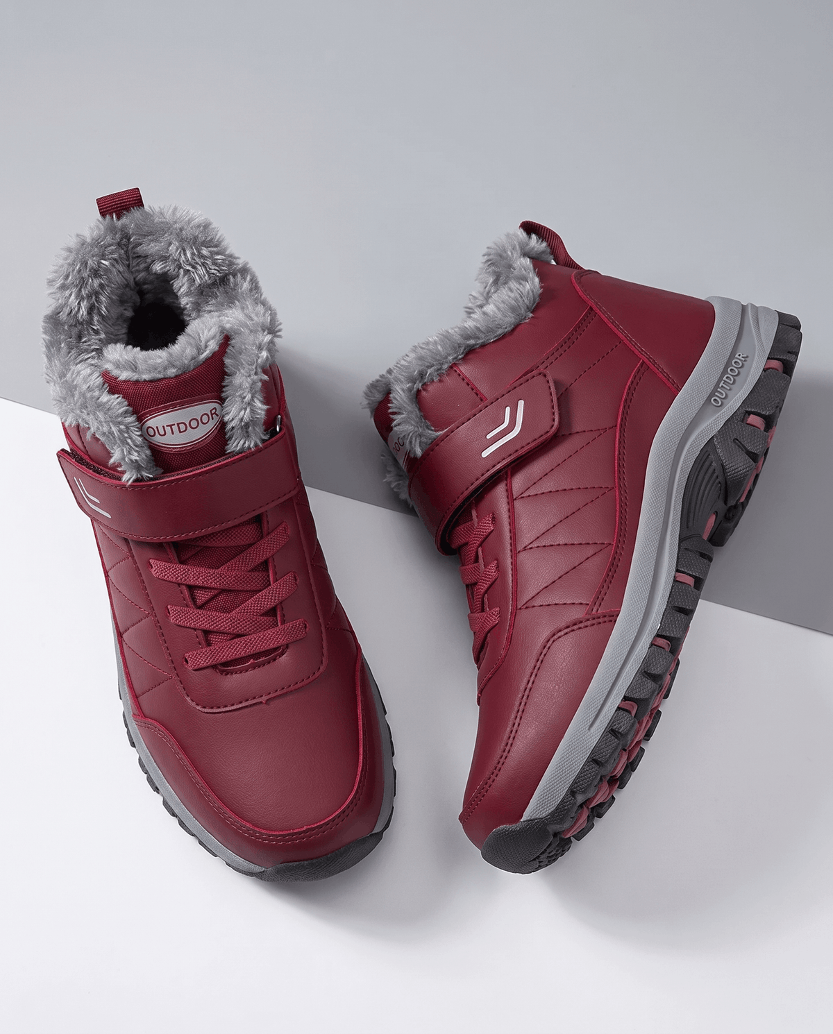 Fleece-Lined Ankle Boots for Men – Hook-and-Loop Strap & Lug Outsole | Vittorio