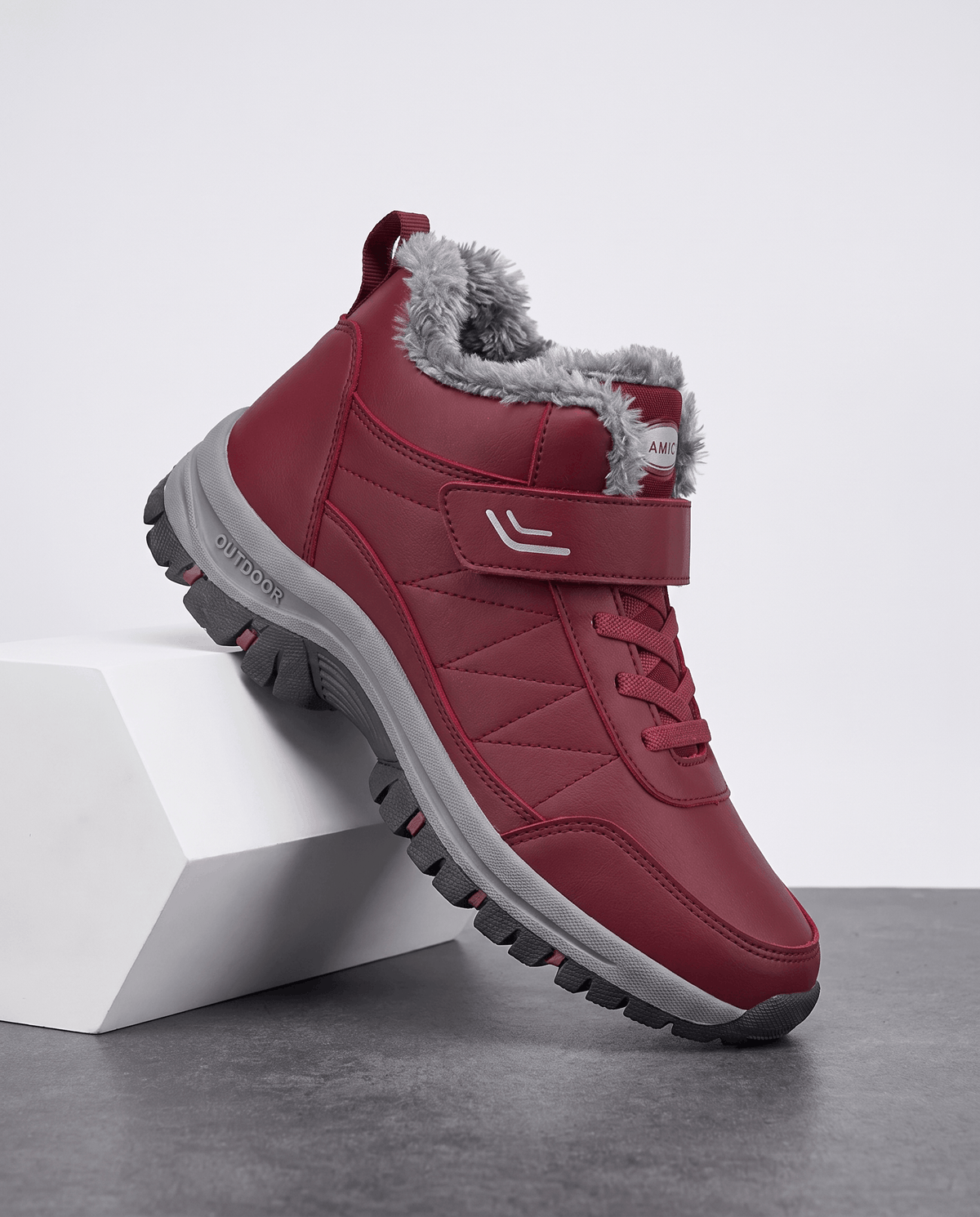 Fleece-Lined Ankle Boots for Men – Hook-and-Loop Strap & Lug Outsole | Vittorio