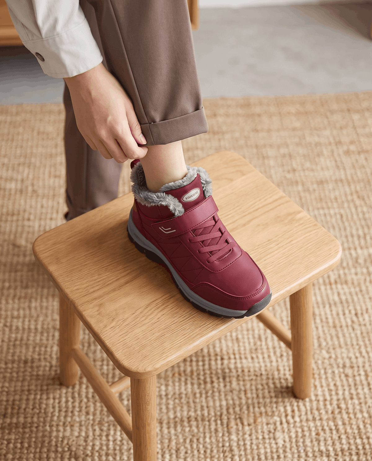 Fleece-Lined Ankle Boots for Men – Hook-and-Loop Strap & Lug Outsole | Vittorio