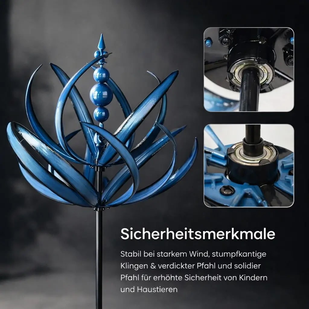 Garden Wind Spinners with Kinetic Metal Lotus Design and 360 Degree Rotation