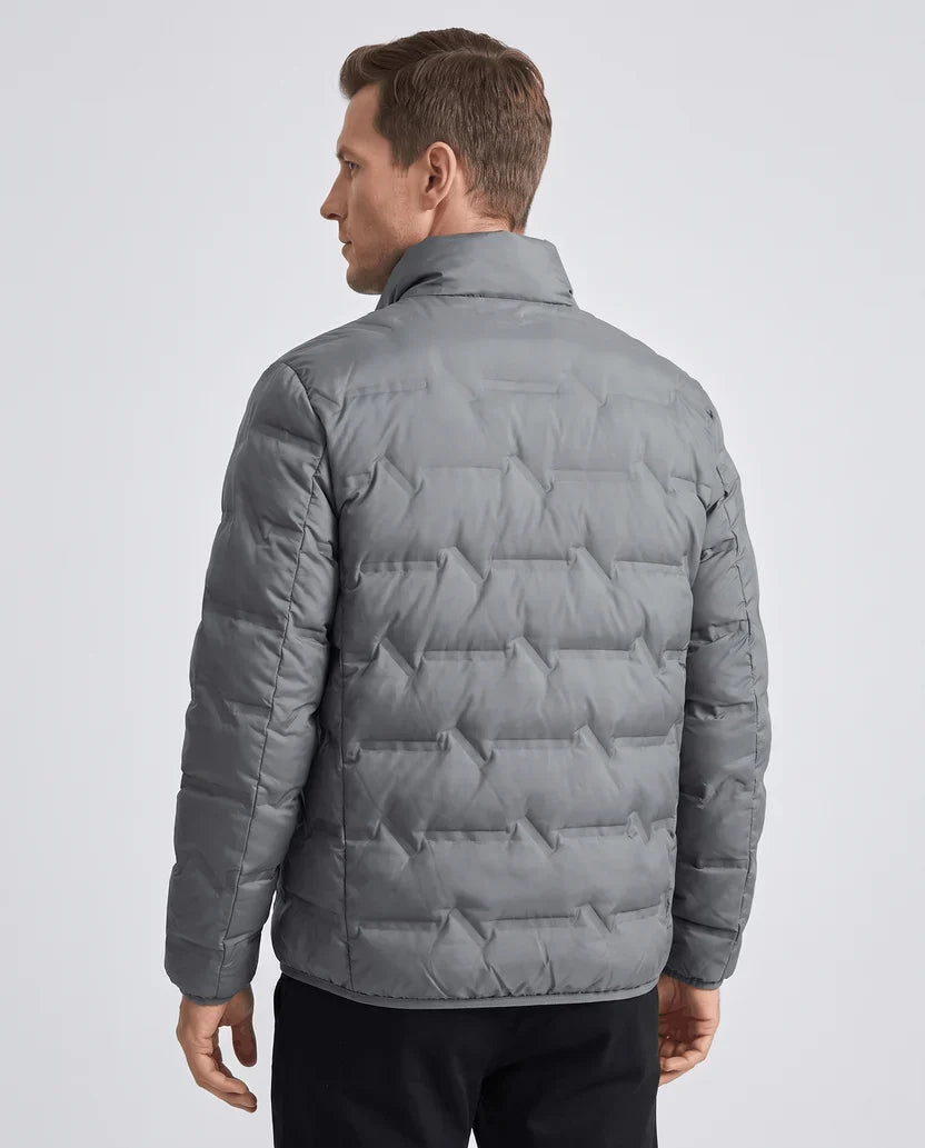 Quilted Duck Down Puffer Jacket – Stand Collar, Zip Front and Elasticized Cuffs | Lucian