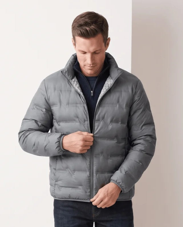Quilted Duck Down Puffer Jacket – Stand Collar, Zip Front and Elasticized Cuffs | Lucian