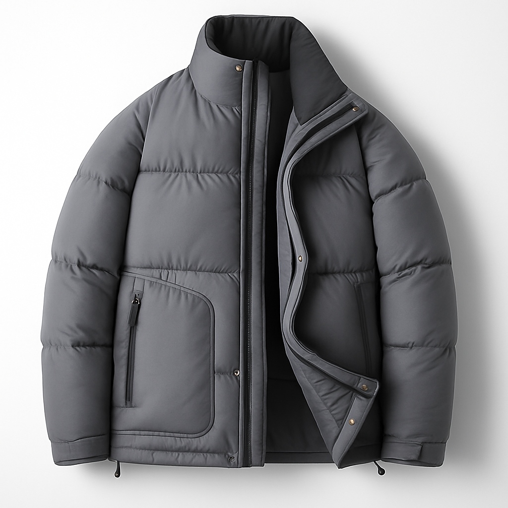 Adrian Men's Down-Filled Puffer Jacket with Stand Collar for Winter