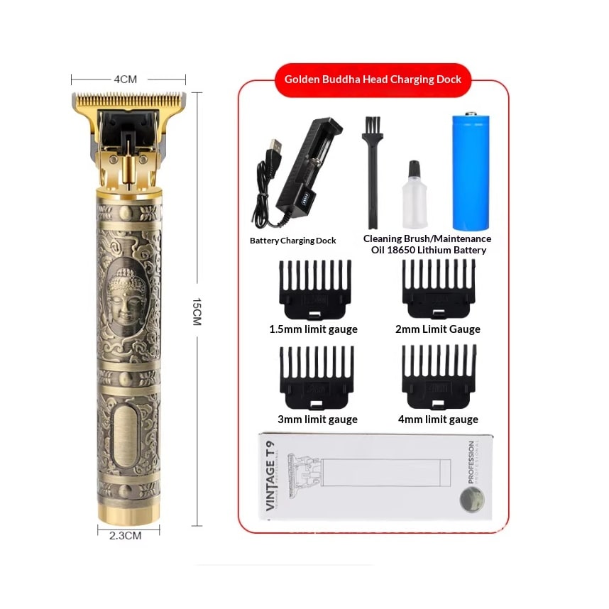 Men's Hair Trimmer for Pubic and Groin with Cordless Rechargeable Design and Metal Engraved Body