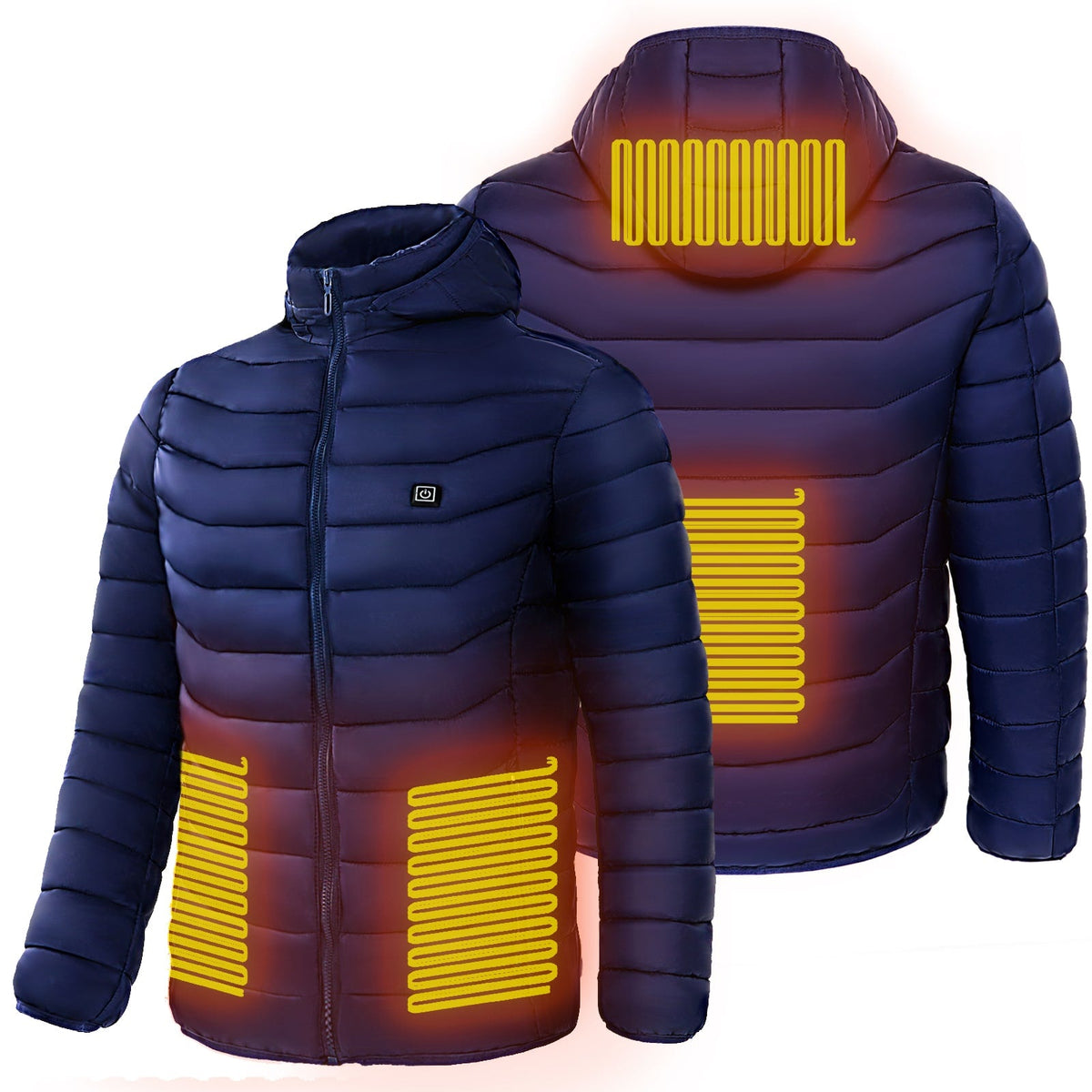 Men's Heated Puffer Jacket with Hood and Quilted Insulation Full Zip