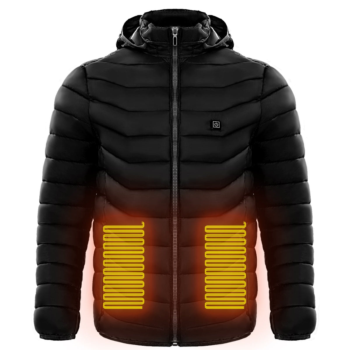 Men's Heated Puffer Jacket with Hood and Quilted Insulation Full Zip