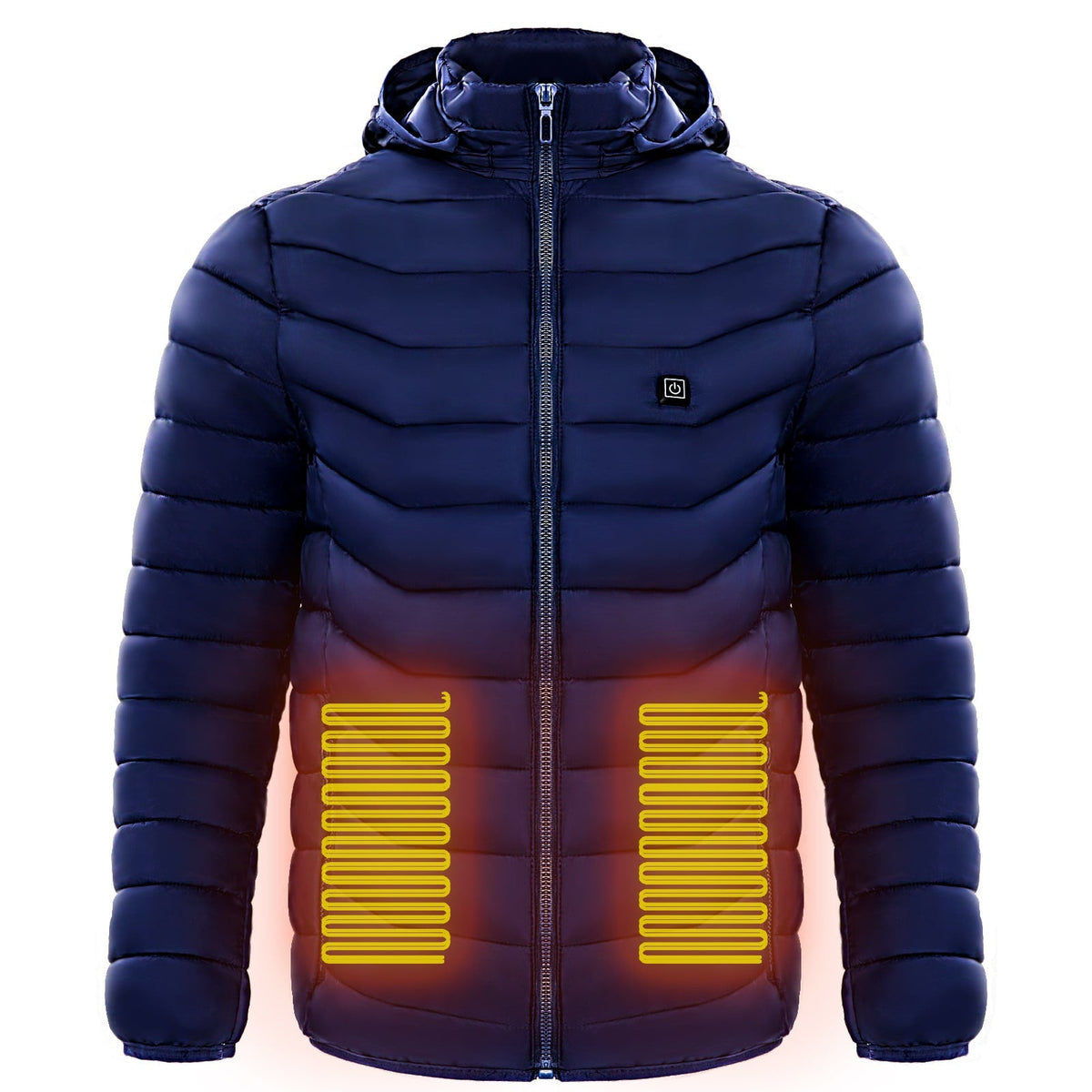 Men's Heated Puffer Jacket with Hood and Quilted Insulation Full Zip