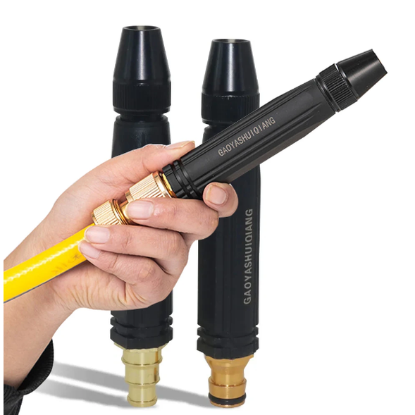 High Pressure Hose Nozzle with Brass Quick Connect and Adjustable Spray