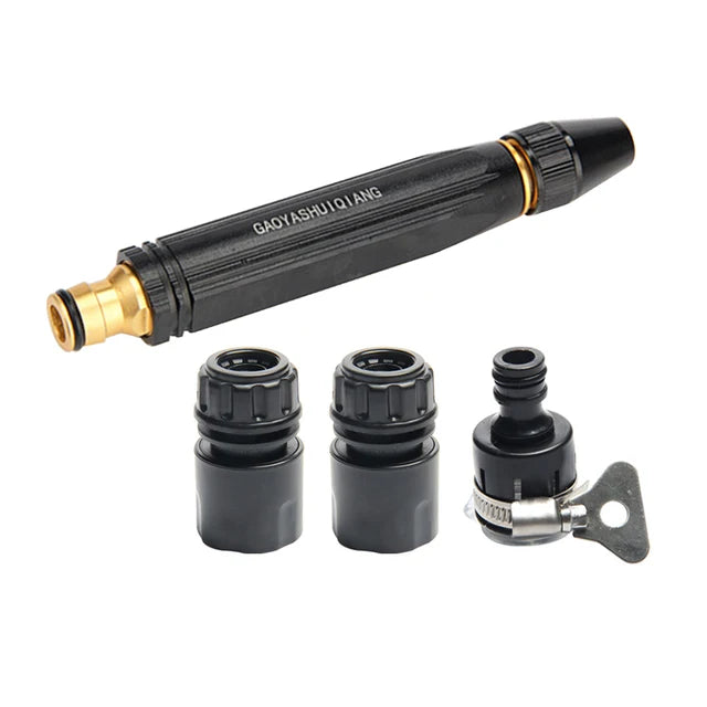 High Pressure Hose Nozzle with Brass Quick Connect and Adjustable Spray