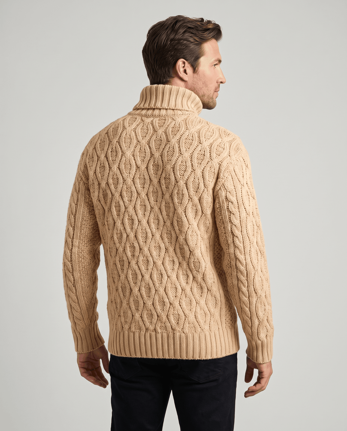 Honeycomb Cable-Knit Turtleneck Sweater – Long Sleeve, Slim Fit & Ribbed Trim | Lukas