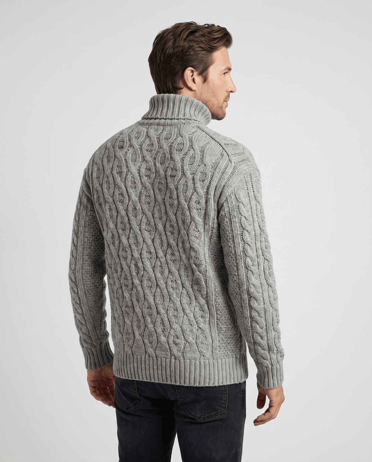 Honeycomb Cable-Knit Turtleneck Sweater – Long Sleeve, Slim Fit & Ribbed Trim | Lukas