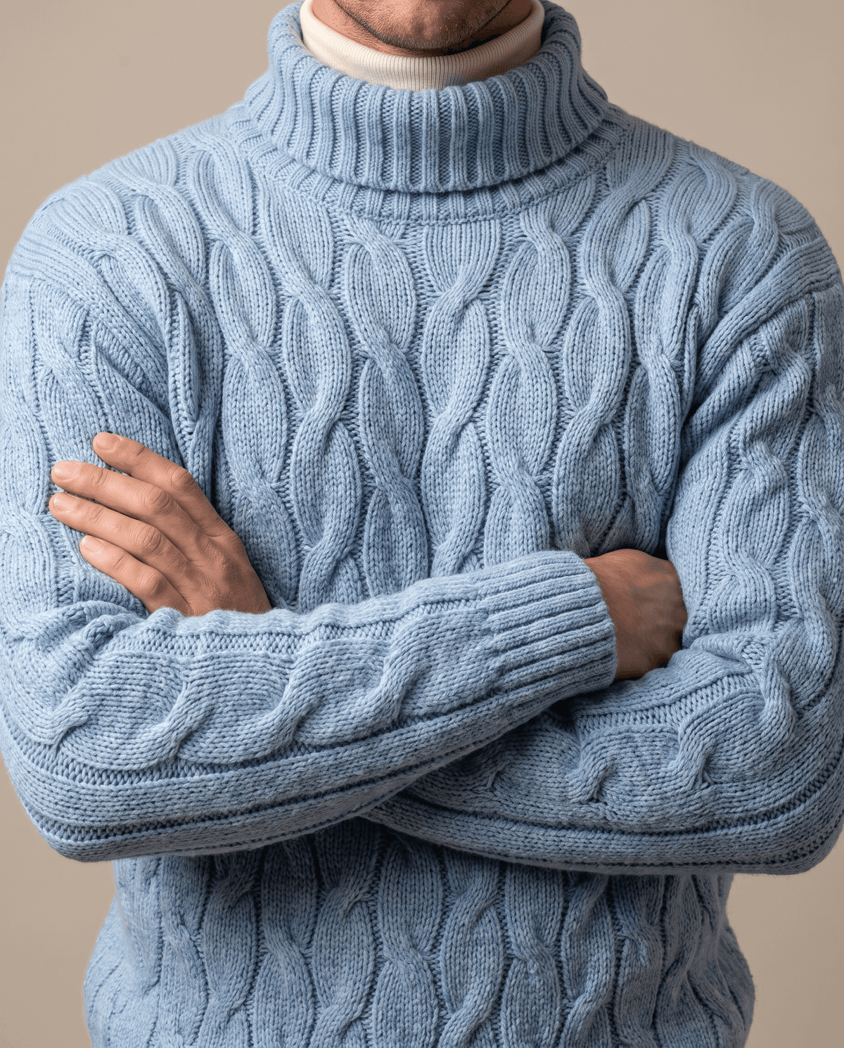 Honeycomb Cable-Knit Turtleneck Sweater – Long Sleeve, Slim Fit & Ribbed Trim | Lukas