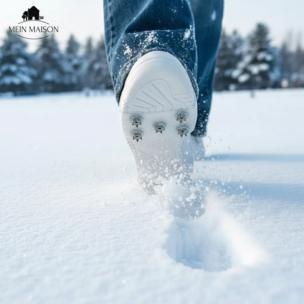 Men's Ice Cleats with Metal Spikes and Silicone Shoe Studs for Winter Traction
