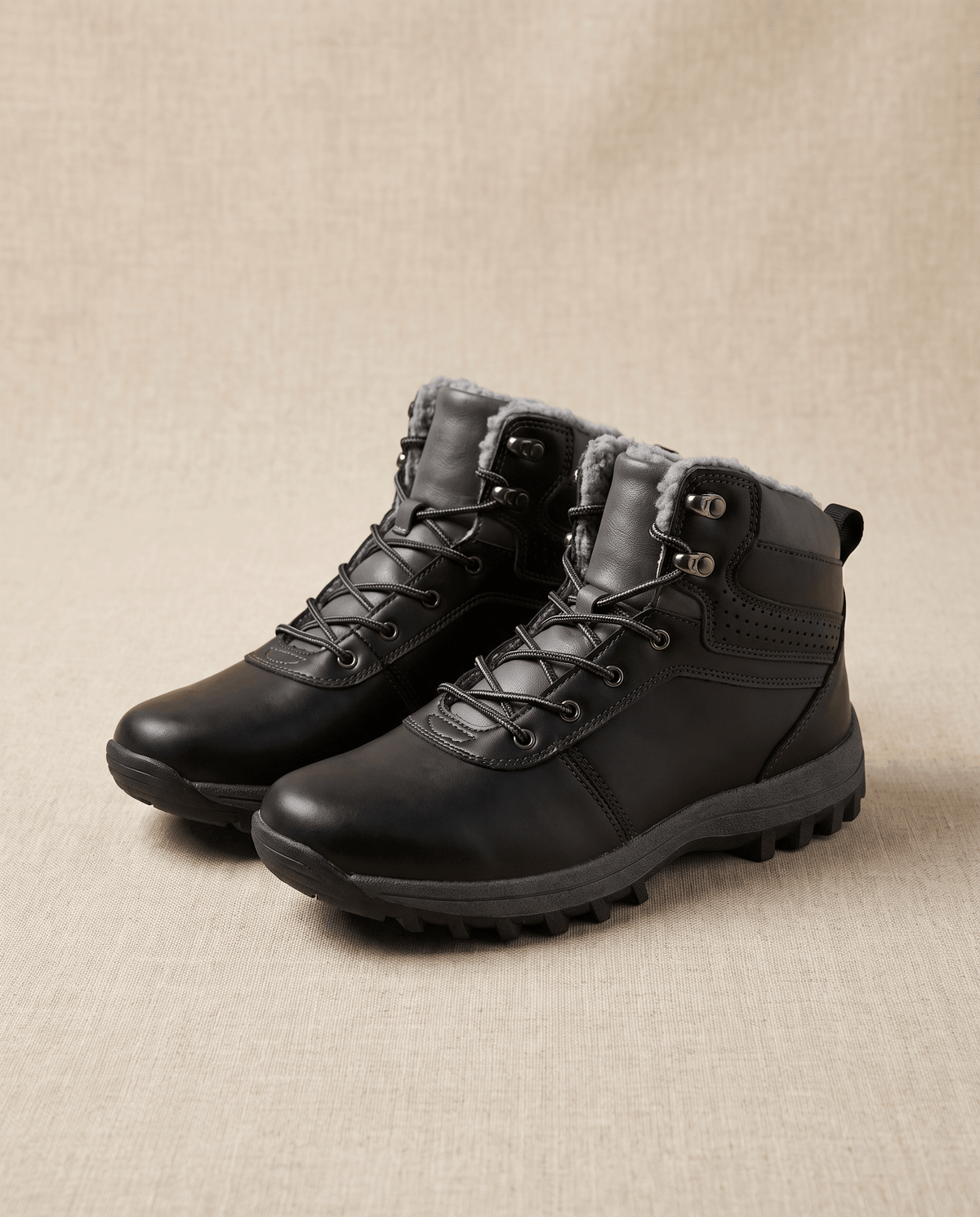 Fleece-Lined Lace-Up Ankle Boots – Lug Sole, Cushioned Insole & Leather-Look | Ellsworth