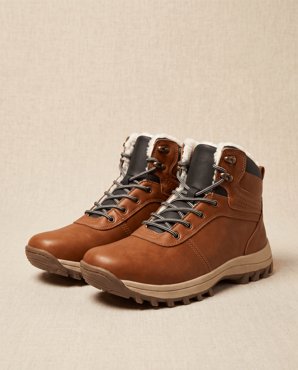 Fleece-Lined Lace-Up Ankle Boots – Lug Sole, Cushioned Insole & Leather-Look | Ellsworth
