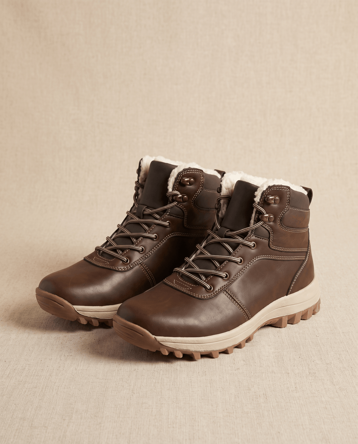 Fleece-Lined Lace-Up Ankle Boots – Lug Sole, Cushioned Insole & Leather-Look | Ellsworth