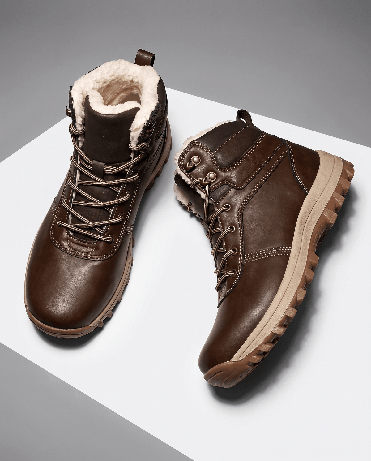 Fleece-Lined Lace-Up Ankle Boots – Lug Sole, Cushioned Insole & Leather-Look | Ellsworth