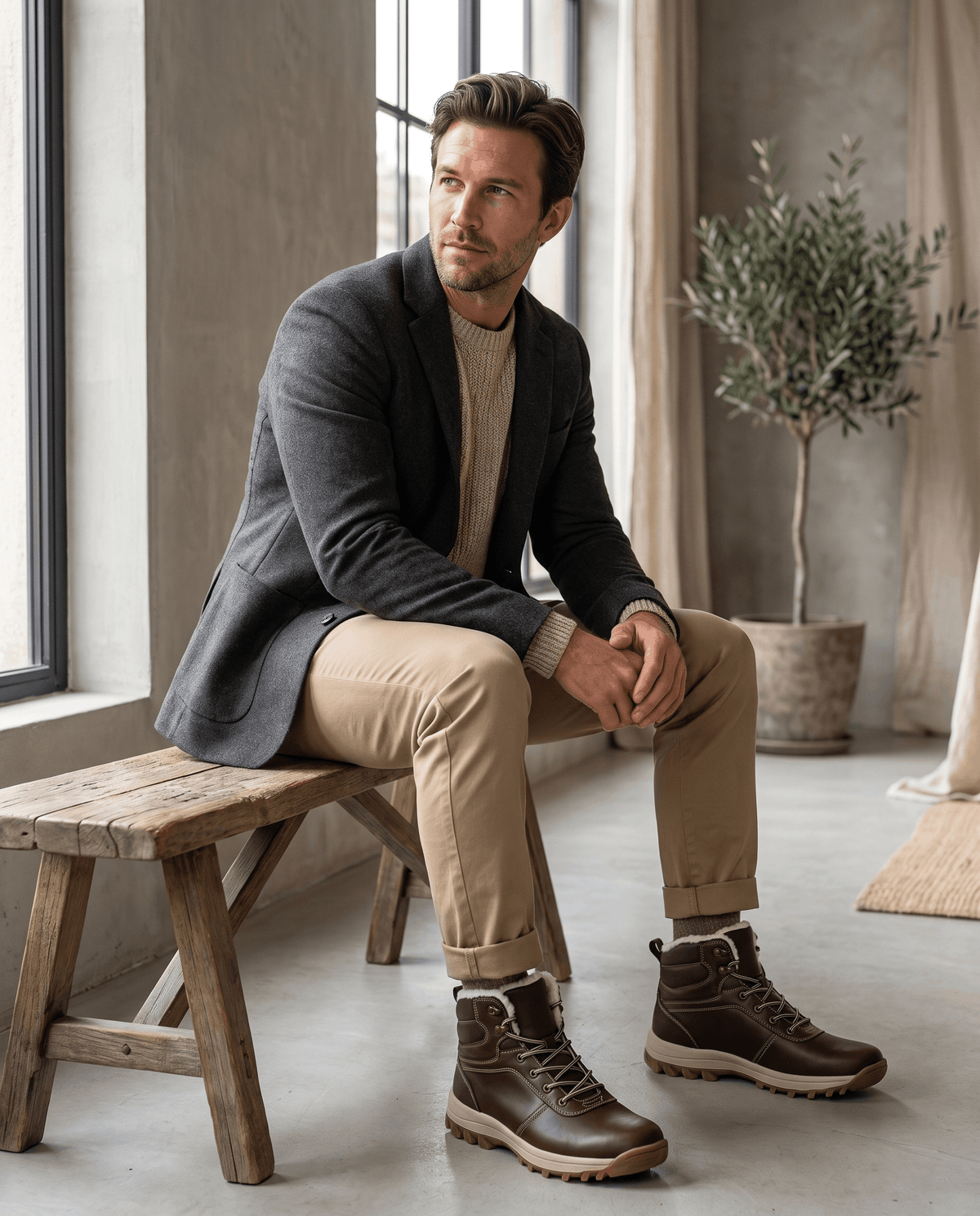 Fleece-Lined Lace-Up Ankle Boots – Lug Sole, Cushioned Insole & Leather-Look | Ellsworth