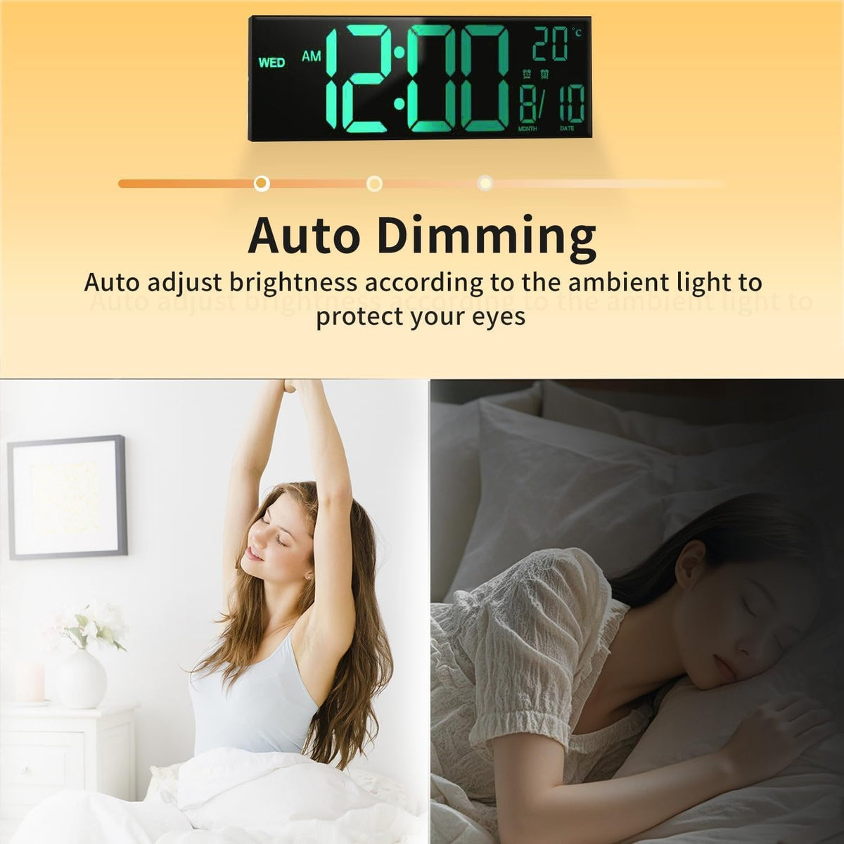 Large LED Digital Alarm Clock with Rgb Display and Nightlight for Bedroom