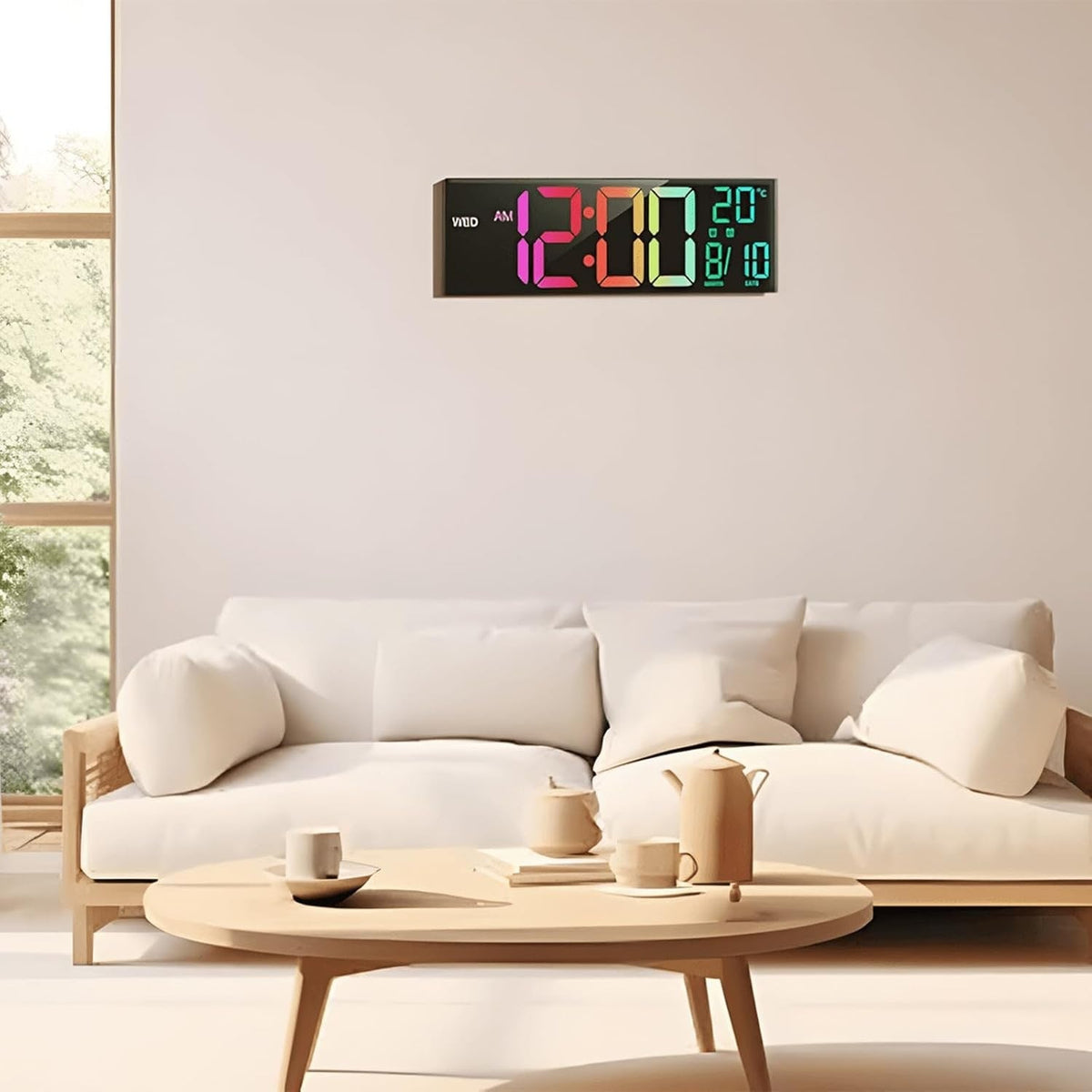Large LED Digital Alarm Clock with Rgb Display and Nightlight for Bedroom