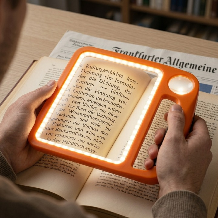 LED Lighted Magnifying Glass Handheld Reading Adjustable Light and Dual Lens for Seniors