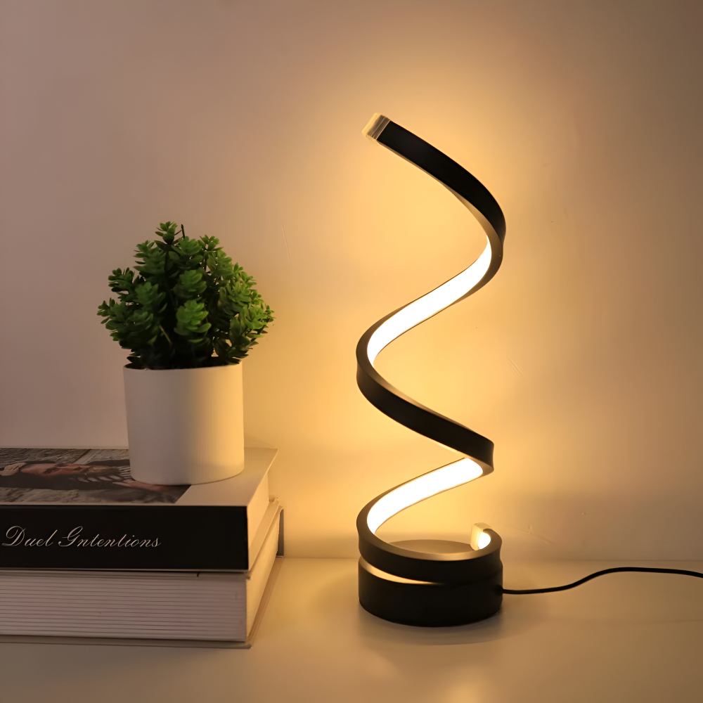 LED Table Lamp with Adjustable Color Temperature and Spiral Design
