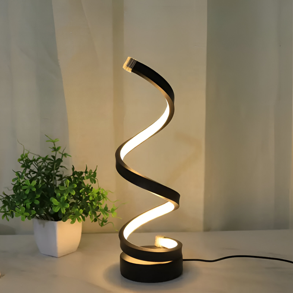 LED Table Lamp with Adjustable Color Temperature and Spiral Design