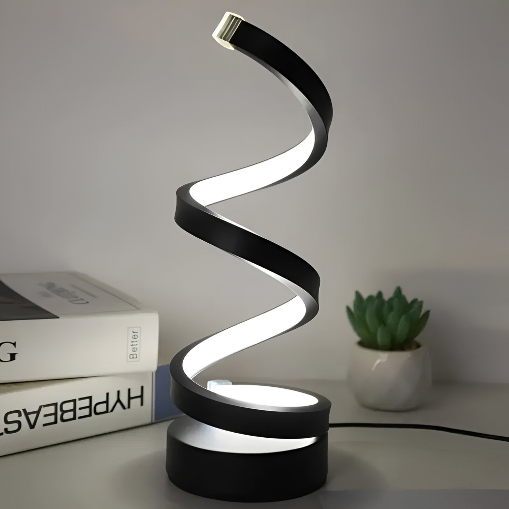 LED Table Lamp with Adjustable Color Temperature and Spiral Design