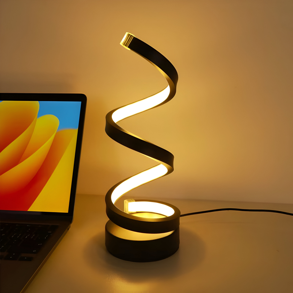 LED Table Lamp with Adjustable Color Temperature and Spiral Design