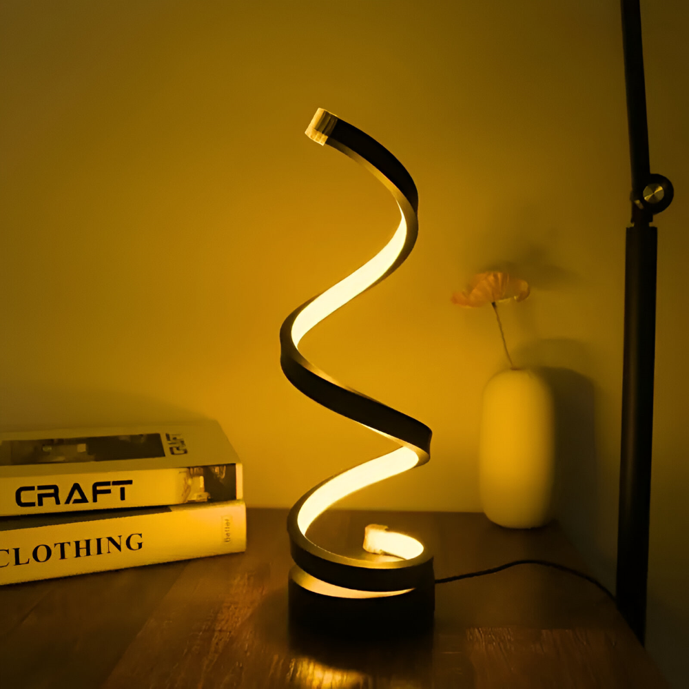 LED Table Lamp with Adjustable Color Temperature and Spiral Design