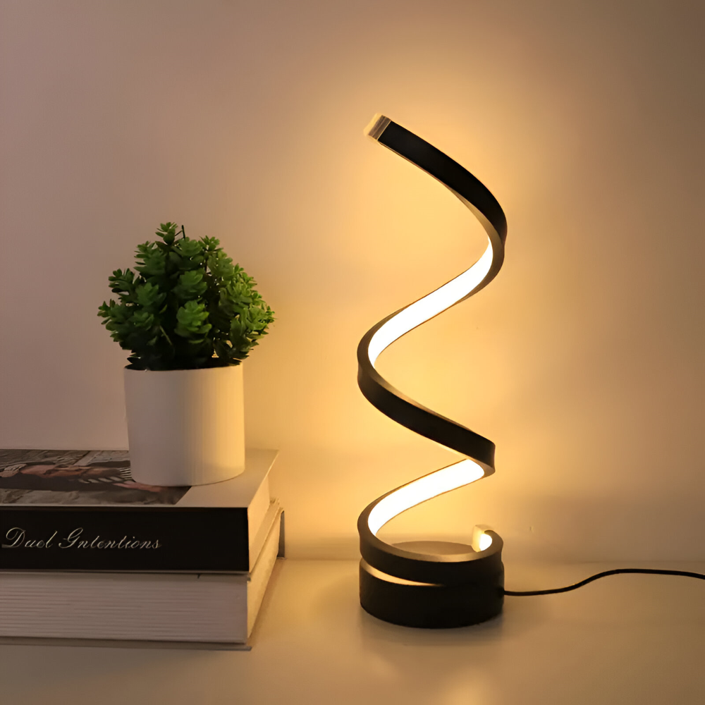 LED Table Lamp with Adjustable Color Temperature and Spiral Design