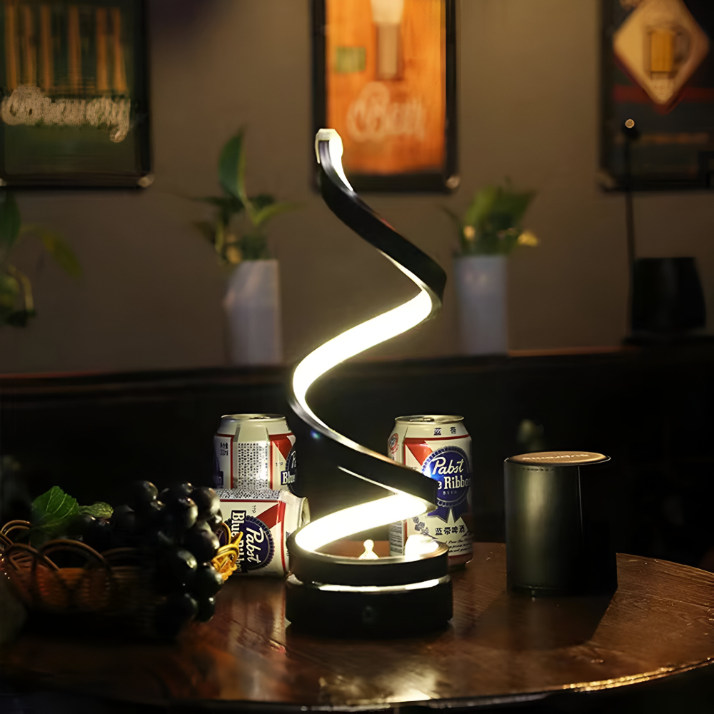 LED Table Lamp with Adjustable Color Temperature and Spiral Design