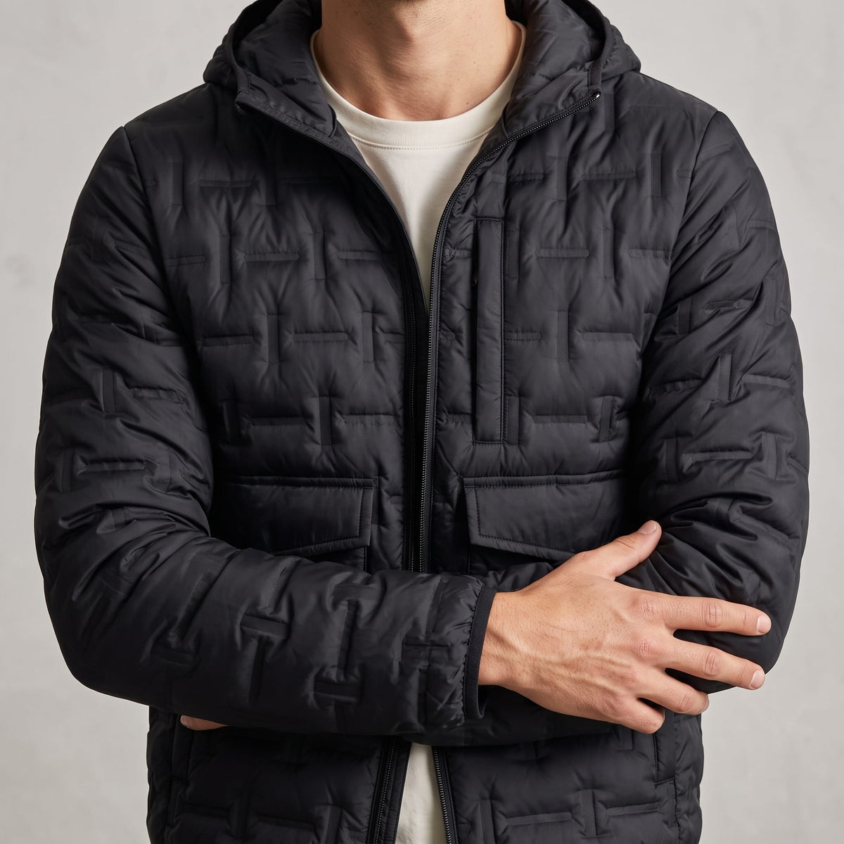 Lightweight Down Puffer Jacket – Basketweave Quilting, Full Zip & Slim Fit | Emrys