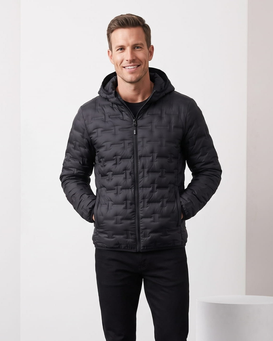 Lightweight Down Puffer Jacket – Basketweave Quilting, Full Zip & Slim Fit | Emrys