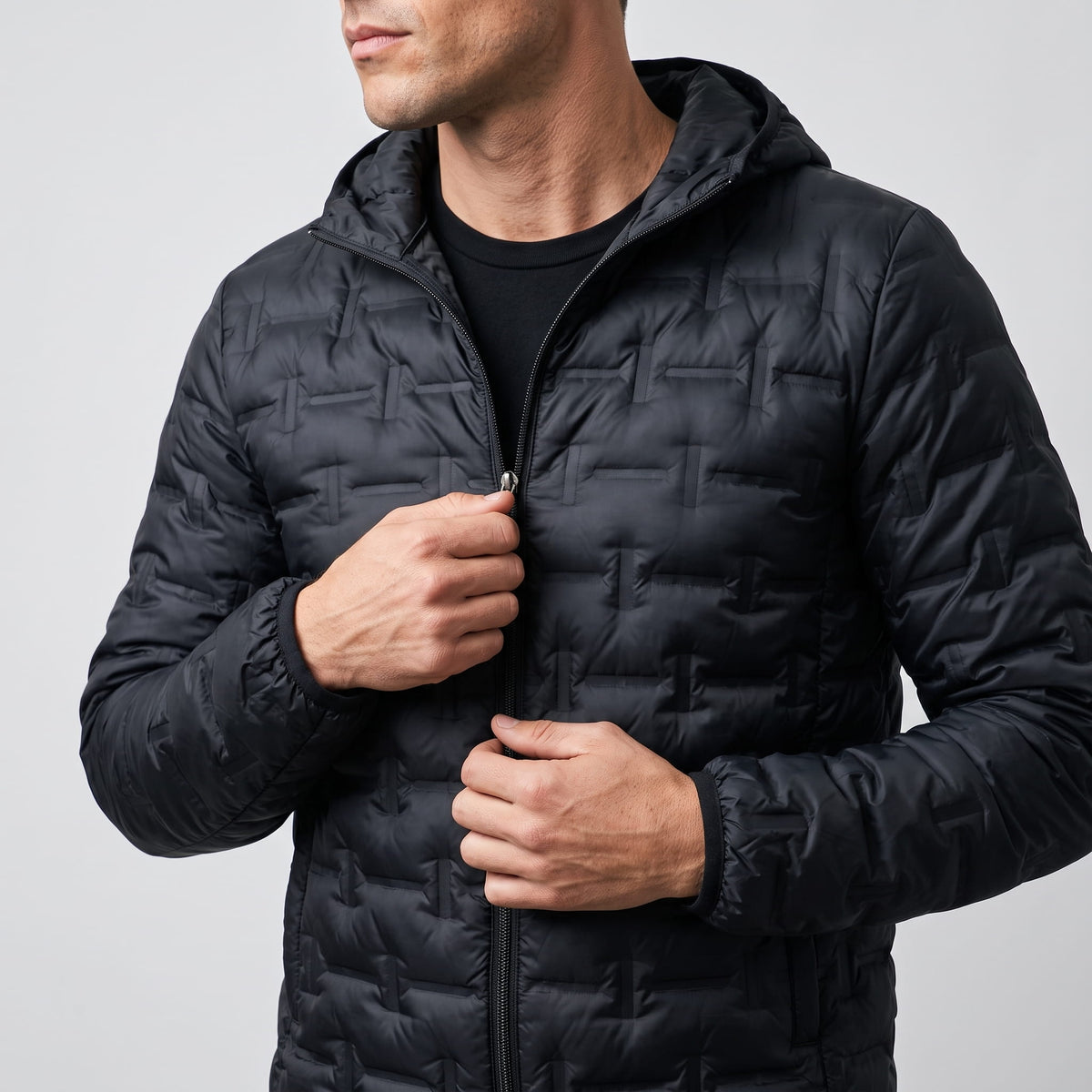 Lightweight Down Puffer Jacket – Basketweave Quilting, Full Zip & Slim Fit | Emrys