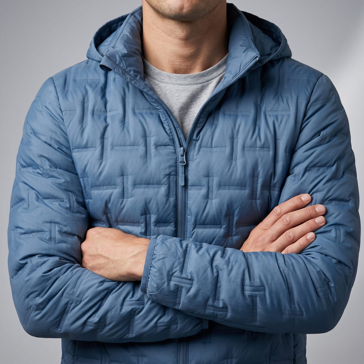 Lightweight Down Puffer Jacket – Basketweave Quilting, Full Zip & Slim Fit | Emrys