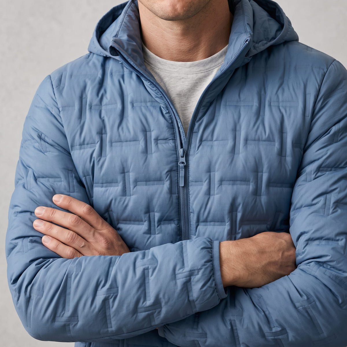 Lightweight Down Puffer Jacket – Basketweave Quilting, Full Zip & Slim Fit | Emrys