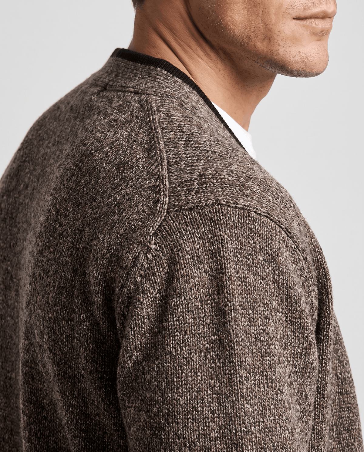 Marled Knit V-Neck Cardigan Sweater – Contrast Trim, Button Front & Pockets | Torin