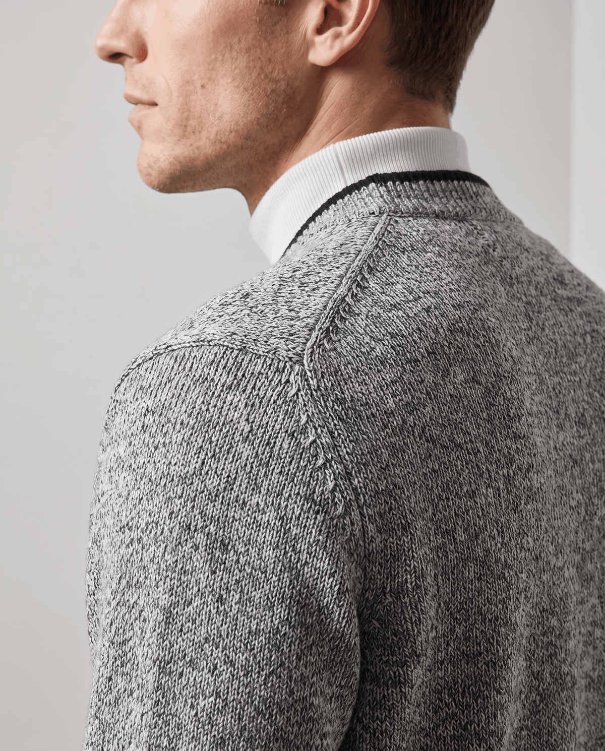 Marled Knit V-Neck Cardigan Sweater – Contrast Trim, Button Front & Pockets | Torin