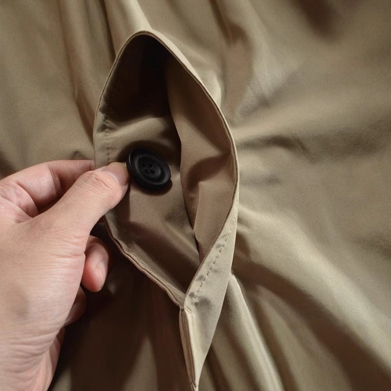Mid-Length Trench Coat – Spread Collar, Button Front & Slanted Pockets | Emmett